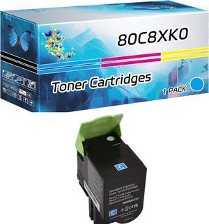 80C8XK0 80C8XC0 80C8XM0 80C8XY0 Toner Cartridges Compatible for Lexmark CX510 CX510de CX510dhe CX510dthe CX510the Printers, with Chip, High Yield 9000 Pages, High-Definition Printing (Cyan)
