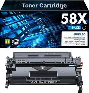 Ennovor 58X CF258X 58A CF258A Replacement for HP 58X Toner Cartridge CF258X Compatible with Laserjet MFP M428fdw M428fdn M428dw M404 M428 Pro M404n M404dn M404dw Printer 1 Pack (with Chip)