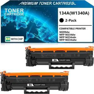 134A W1340A Black Toner Cartridge Compatible Replacement for 134A 134X W1340A W1340X Toner Cartridge for M209w MFP M234dw M2334sdn M2334sdw Printer, 2 Pack