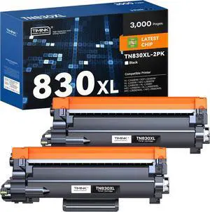 Ennovor TN830XL Toner Cartridges Replacement for Brother TN830XL TN830 TN830 XL Toner Work for Brother HL-L2460DW DCP-L2640DW HL-L2480DW HL-L2400D HL-L2405W MFC-L2820DW Printer 2PK (High Yield)