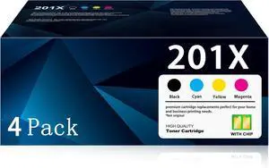 Ennovor 201X Toner Cartridge 4 Pack High Yield Compatible for HP 201X 201A Color Laser Jet Pro MFP M277dw M252dw M277n M277c6 M252n M277 Printer CF400X CF401X CF402X CF403X Black/Cyan/Yellow/Magenta