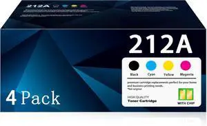 Ennovor 212A Toner Cartridges 4 Pack (with Chip) Replacement for HP 212A W2120A Toner Cartridge Set Works with Color Enterprise M554 M555 Color Enterprise MFP M578 Series