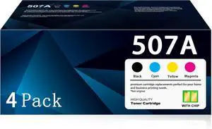507A Toner Cartridge 4 Pack Replacement for HP 507A CE400A for Pro 500 Color MFP M570dn Enterprise 500 Color M575c M575dn M575f M551dn M551n M551xh Printer (Black Cyan Magenta Yellow)