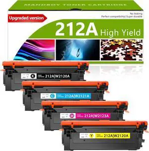 212A Toner Cartridge (with Chip) 4 Pack 212A Ink Cartridge Replacement for HP 212A 212X W2120A W2120X Color Enterprise M554dn M555dn M555x Color Enterprise Flow MFP M578c M578z Printers