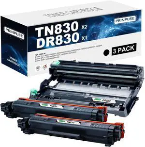 Ennovor TN830 Toner Cartridge and DR830 Drum Unit Compatible for Brother TN830XL TN-830 DR-830 for Printer HL-L2400D HL-L2405W HL-L2460DW HL-L2465DW HL-L2480DW DCP-L2640DW MFC-L2820DW (3 Pack)