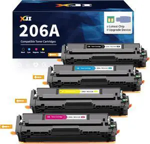 XJI 206A (with Latest Chip & Upgrade Device) Compatible Toner Cartridges Replacement for HP 206 A X 206X Ink (4 Pack), for Pro MFP M255 M255dw M282 M282nw M283 M283cdw M283fdw Color Laser Jet Printer