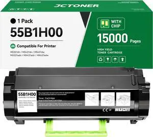 55B1H00 Toner Cartridge Black High Yield with Chip 15,000 Page-Yield Replacement for Lexmark MS331dn MS431dn MS431dw MX331adn MX431adw MX431adn MX432adwe MS331 MS431 MX331 MX431 Laser Printer 55b1000