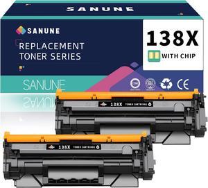 138X Black Toner Cartridge High Yield (with Chip) Replacement for HP 138A W1380A 138X W1380X Ink Cartridges for HP Laser Jet Pro 3001dw 3001dn 3101fdw 3101fdn 3101sdw Printer Ink (2-Pack)