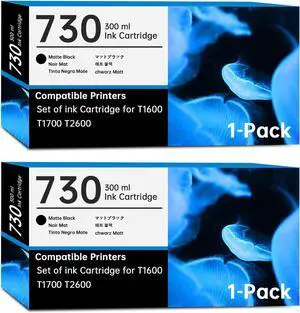 730 Ink Cartridge Matte Black 300ml P2V65A P2V71A Replacement for HP 730 Ink Cartridge Works with Designjet T1600 Designjet T1700 Designjet T2600 Printers | 2 Pack 730 MK Ink Refills