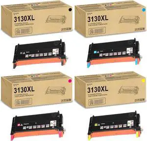 3130 Toner Cartridge High Yield Replacement for Dell 3130 3130CND 3130CN Printers.Black Cyan Magenta Yellow 4-Pack/330-1198 330-1199 330-1200 330-1204 Toner Set