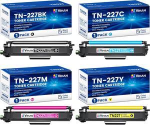 TN227 TN-227BK/C/M/Y High Yield Toner 4 Pack Replacement for Brother TN-227 TN227 MFC-L3770CDW MFC-L3750CDW HL-L3290CDW HL-L3270CDW Printer (TN-227BK/C/M/Y)