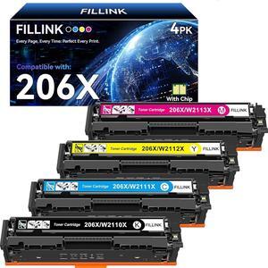 206A 206X Toner Cartridge for HP 206X 206A for HP Color Laserjet Pro MFP M283fdw M283cdw M283fdn M255dw Printers - 4PK Black & Color High Yield