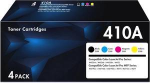 410A Toner Cartridge 4 Pack Compatible Replacement for HP 410A Toner Cartridges 4 Pack to Work with Color Pro MFP M477fnw M477fdn M477fdw M377dw M452nw M452dn M452dw M377 Printer (CF410A 4 Pack)
