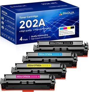 202A Toner Cartridges 4-Pack Compatible 202A CF500A Toner Replacement for HP 202A Color Pro MFP M281fdw M281cdw M281fdn M254dw M254dn Toner Printer(Black Cyan Magenta Yellow)