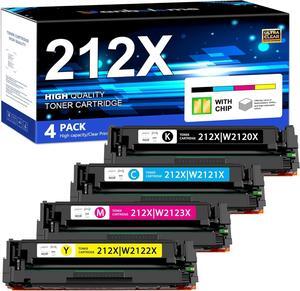 212X Toner Cartridges High Yield 4 Pack with Chip Replacement for HP 212X 212A W2120X W2120A for HP Color M555dn M554dn M555x M555 M554 MFP M578 Series Printer (New Version-BK/C/Y/M), Inche