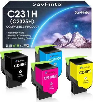 Ennovor C231H C2325H Toner Cartridge C231HK0 C231HC0 C231HM0 C231HY0 Replacement for Lexmark C2325 C2325dw MC2325adw C2425 C2425dw MC2425adw C2535 C2535dw MC2535adwe C2640 MC2640adwe (BCYM, 4-Pack)