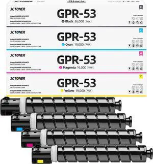 GPR-53 GPR53 Toner Cartridge High Yield Replacement for Canon GPR53 Toner ImageRunner Advance C3325i C3330i C3525i C3530i C3025i C3725i C3730i C3826i C3830i C3835i Printer (Black Cyan Magenta Yellow)