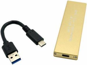 USB Type-C USB-C to 42mm 60mm 80mm M.2 NGFF B-Key SATA SSD Enclosure Converter Adapter Case Golden Color