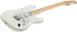 Monoprice Indio Cali Classic Electric Guitar - White, With Gig Bag