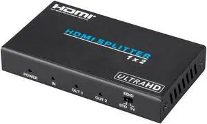 Monoprice Blackbird 4K Pro 1x2 HDMI Splitter - Black | 4K @ 30Hz, HDCP 2.2 Compliant, 3D Frame Sequential Video Support, Dolby TrueHD Support Monoprice Blackbird 4K Pro 1x2 HDMI Splitter - Black | 4K @ 30Hz, HDCP 2.2 Compliant, 3D Frame Sequential Video Support, Dolby TrueHD Support