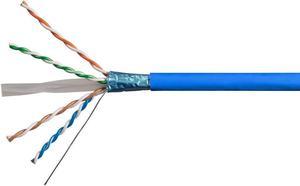 Monoprice Cat6A Plus Ethernet Bulk Cable - 1000ft, Blue, 650MHz F/UTP Solid, Flame-Retardant, Riser-Rated (CMR), 10G, 23AWG, Pure Bare Copper Wire, UL