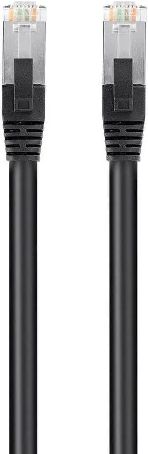 Monoprice Cat6 PoE Ethernet Patch Cable - 1 Feet - Black, 600V, Shielded RJ45, Solid, 550MHz, STP (U/FTP), 24AWG