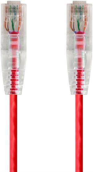 Monoprice Cat6 Ethernet Patch Cable - 0.5 Feet - Red | Snagless RJ45 Stranded 550MHz UTP CMR Riser Rated Pure Bare Copper Wire 28AWG - SlimRun Series