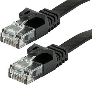 Monoprice Flat Cat6 Ethernet Patch Cable - 50 Feet - Black, Snagless RJ45, Flat, 550MHz, UTP, Pure Bare Copper Wire, 30AWG - Flexboot Series