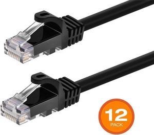 Monoprice Cat6 Ethernet Patch Cable - 7 Feet - Black (12-Pack) Snagless RJ45, 550MHz, UTP, Pure Bare Copper Wire, 24AWG - FLEXboot Series