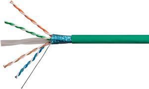 Monoprice Cat6A Ethernet Bulk Cable - 500ft - Green, Solid, 550Mhz, F/UTP, CMR, Riser Rated, Pure Bare Copper Wire, 10G, 23AWG, No Logo (UL) (TAA)