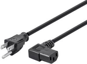 Monoprice Right Angle Power Cord - 2 Feet - Black, NEMA 5-15P to Right Angle IEC 60320 C13 14AWG Works With Most PCs, Monitors, Scanners, and Printers