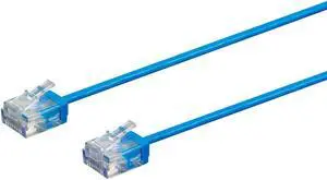 Monoprice Cat6 Ethernet Patch Cable - 2 Feet - Blue | Stranded, 550MHz, UTP, Pure Bare Copper Wire, 32AWG  - Micro SlimRun Series