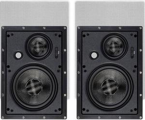 Monoprice 3-Way Carbon Fiber In-Wall Speakers - 6.5 Inch (Pair) With Magnetic Grille - Alpha Series