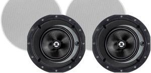 Monoprice 2-Way Carbon Fiber In-Ceiling Speakers - 6.5 Inch With 15" Angled Drivers (Pair) - Alpha Series