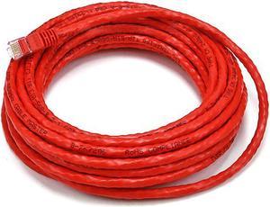 Monoprice Cat6 Ethernet Patch Cable - Network Internet Cord - RJ45, Stranded, 550Mhz, UTP, Pure Bare Copper Wire, Crossover, 24AWG, 25ft, Red