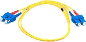 Monoprice Fiber Optic Cable - 1m - Yellow, SC to SC, 9/125, Single Mode, Duplex, Corning, Safe For Use Within the Walls of Commercial Class Buildings