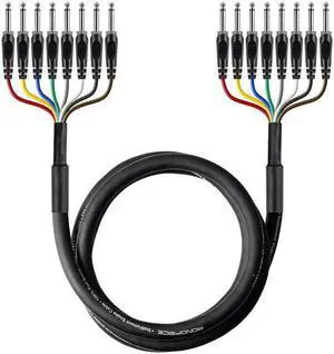 Monoprice 8-Channel 1/4 Inch TS Male to 1/4 Inch TS Male Snake 26AWG Cable C/d - 6 Meter (20 Feet) With 8 Balanced Mono / Unbalanced Stereo Lines