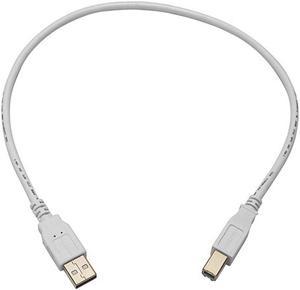 Monoprice USB 2.0 Cable - 1.5 Feet - White | USB Type-A Male to USB Type-B Male, 28/24AWG, Gold Plated