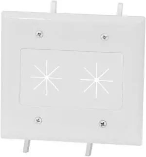 Monoprice Cable Plate with Flexible Opening, 2-Gang, White