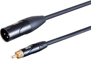 Monoprice XLR Male to RCA Male - 1 Feet - Black, Heavy Gauge 24AWG On Tour Cables, Gold Plated Connectors - Stage Right Series