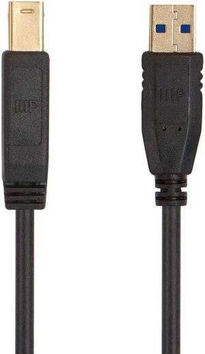 Monoprice USB 3.0 Type-A to Type-B Cable - 6 Feet - Black, Compatible With Monitor, Scanner, Hard Disk Drive, USB Hub, Printers - Select Series