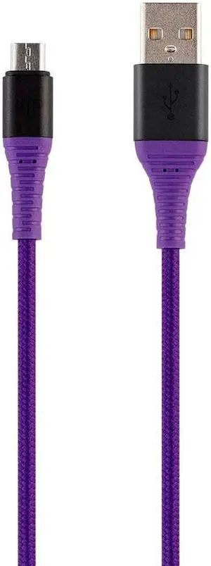 Monoprice USB 2.0 Micro B to Type A Charge and Sync Cable - 3 Feet - Purple, Durable,  Kevlar-Reinforced Nylon-Braid - AtlasFlex Series