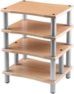 Monoprice Monolith 4 Tier Audio Stand XL - Maple, Open Air Design, Each Shelf Supports Up to 75 lbs., Perfect Way to Organize AV Components