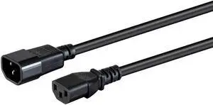 Monoprice Extension Cord - 8 Feet - Black | IEC 60320 C14 to IEC 60320 C13, 14AWG, 15A, 100-250V, For Powering Computers, Monitors, and other Peripherals