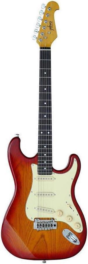 Monoprice Cali DLX Plus Solid Ash Electric Guitar  Cherry Burst With Gig Bag Ash Body Maple Neck Professionally Setup in the US  Indio Series
