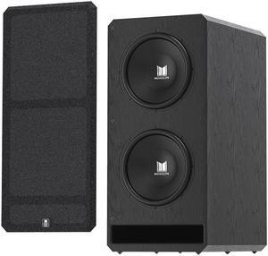 Monoprice Monolith M-215 THX Ultra Certified Powered Subwoofer - Dual 15in, 2000-Watt Amplifier, Massive Output, Low Distortion, For Home Theater Systems
