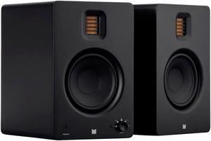 Monoprice Monolith MM-5R Powered Multimedia Speakers Ribbon Tweeter - Black (Pair) With Bluetooth with aptX HD, USB DAC, Optical Inputs, Subwoofer Output