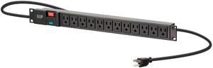 Monoprice 12 Outlet ABS Basic 1U Rackmount Power Distribution Unit - 6 Feet Cord - Black | NEMA 5-15R Surge-Protected Socket Outlets, 1050 Joules