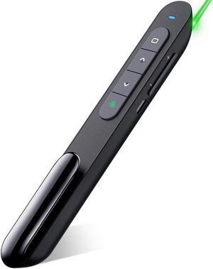 USB Rechargeable RF 2.4 GHz Green Light Presentation Remote Powerpoint Clicker Wireless Presenter Presentation Clicker Slide Advancer for Mac/Keynote/PC/PPT