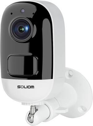 Security Camera Outdoor Wireless Battery Powered,1080P WiFi Indoor Home System with IP67 Waterproof,Night Vision,2-Way Audio,Siren Alarm,Motion Sensor,Schedulable Working Time- Soliom B06